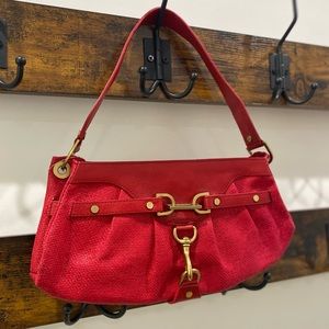 BANANA REPUBLIC | Red Leather/Woven Fabric Purse